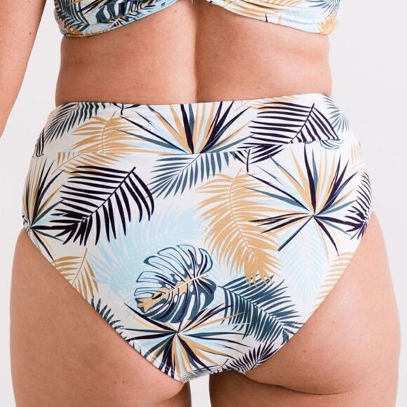 NWT: Midrise Full Coverage Briefs Bikini Swim Bottom in Green Palm - Picture 4 of 16